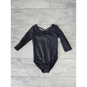 Girls Danskin Now Leotard One Piece Black Size XS 4/5 Long Sleeve Body Suit Gym